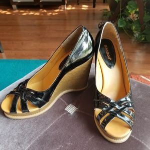 Bamboo black wedge heels